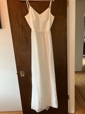 Ceremony by Joanna August White Spaghetti Strap Maxi Gown